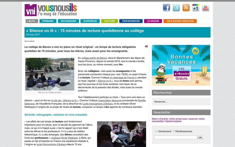 Vous Nous Ils : 15 minutes de lecture quotidienne au collège