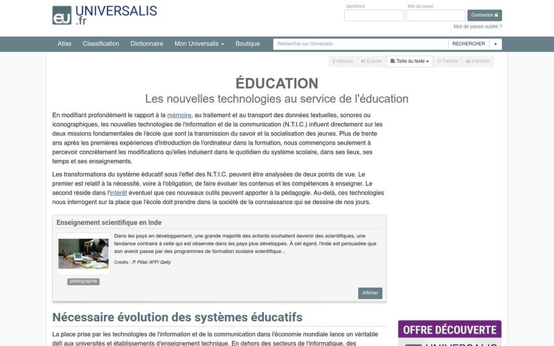 Universalis.edu : Les nouvelles technologies au service de l'éducation